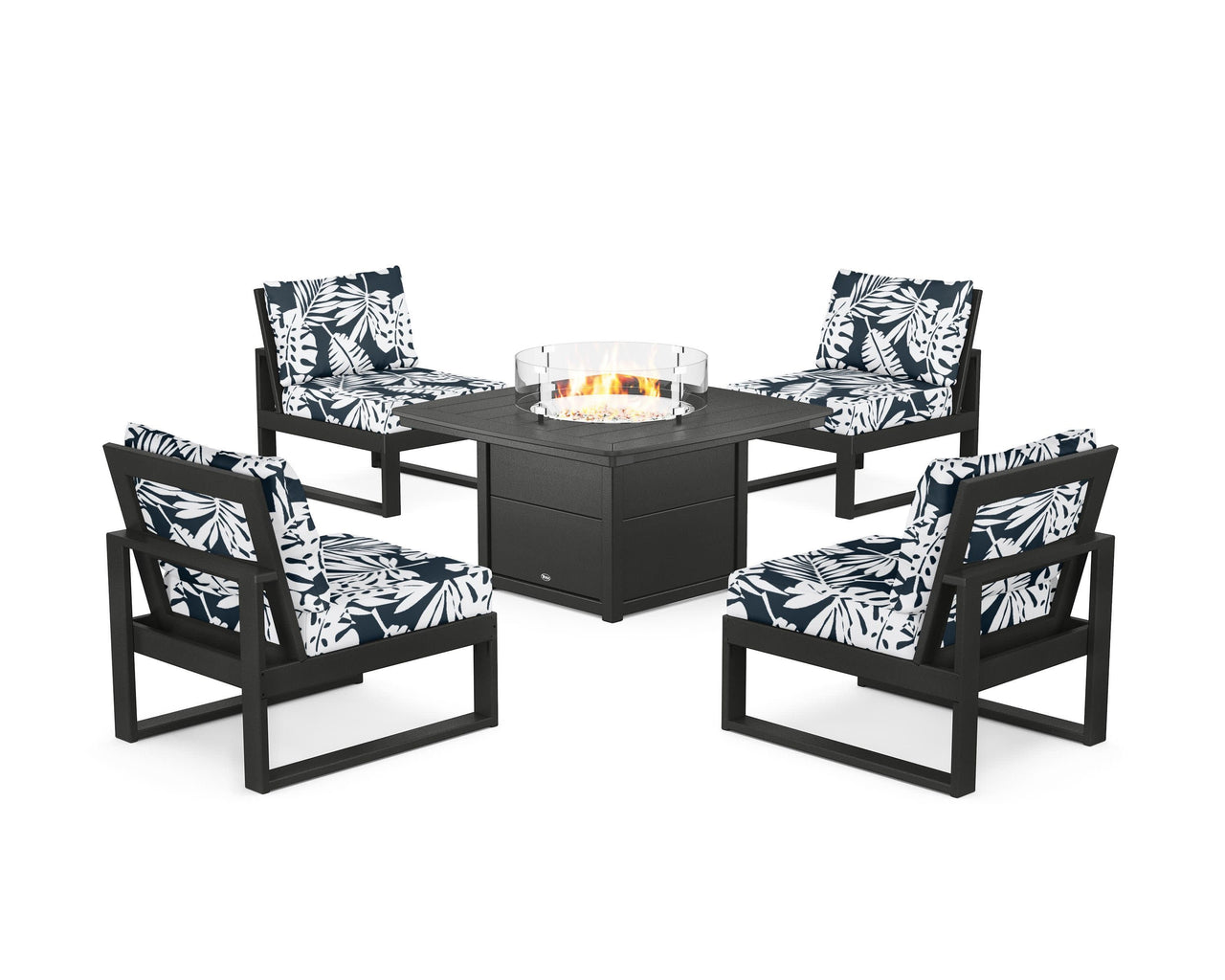 Trex Eastport Modular 5-Piece Deep Seating Set with Yacht Club Fire Pit Table