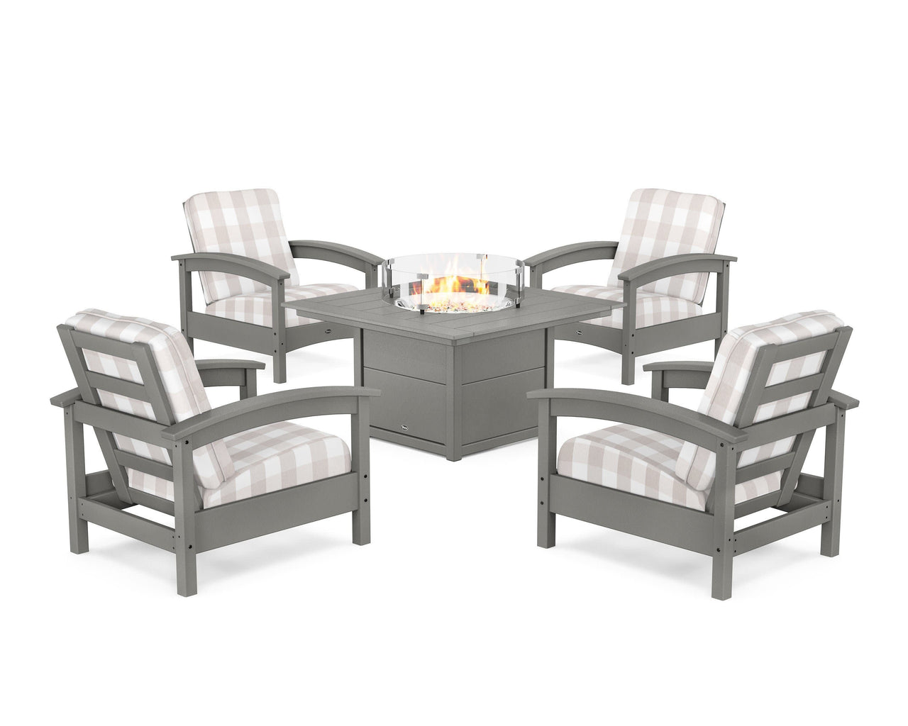 Trex Rockport 5-Piece Deep Seating Set with Square Fire Pit Table