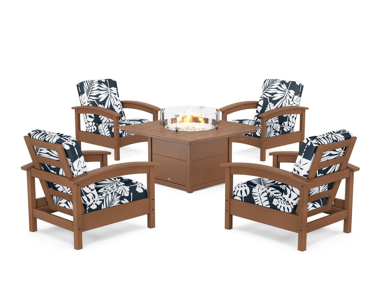 Trex Rockport 5-Piece Deep Seating Set with Square Fire Pit Table
