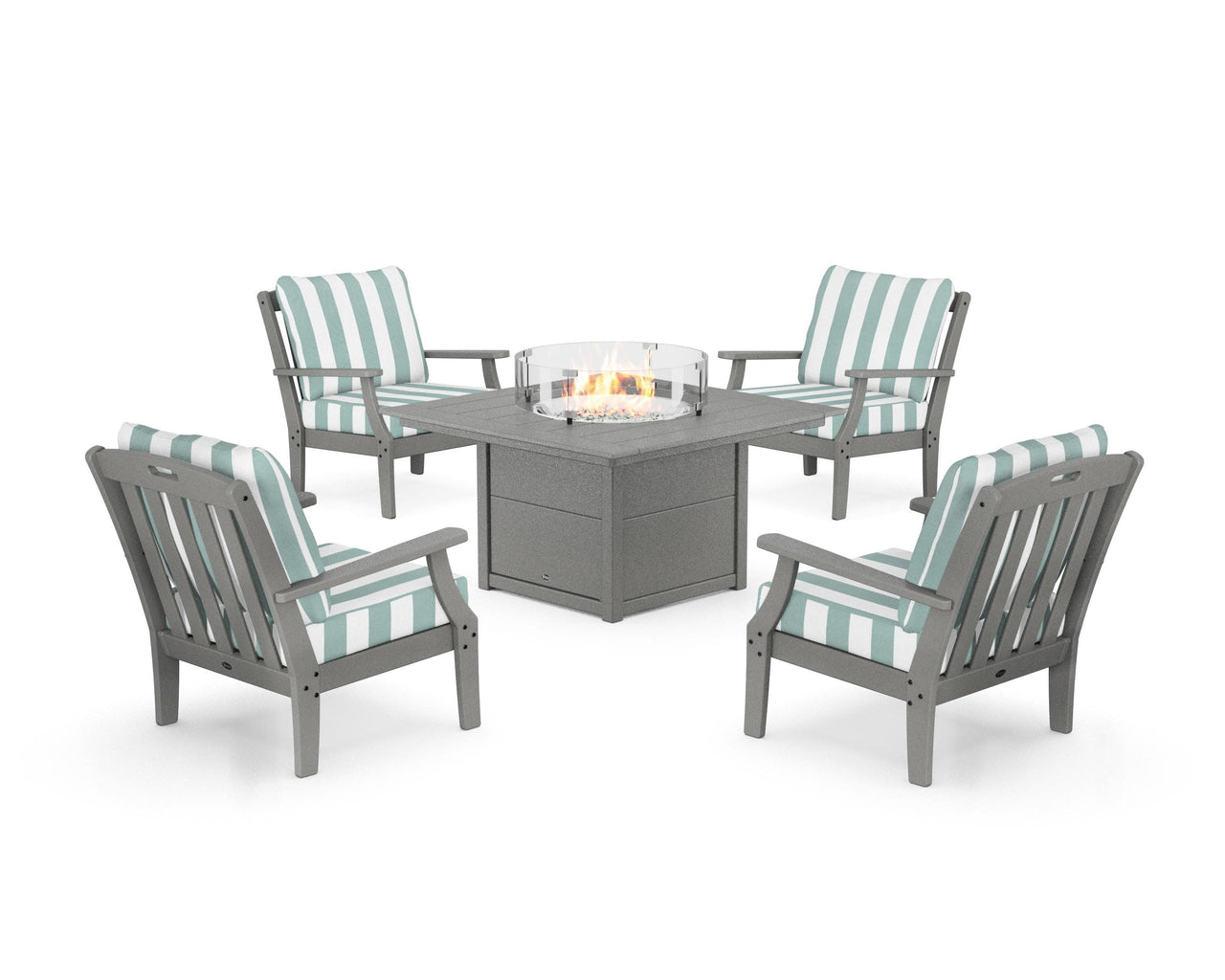 Trex Yacht Club 5-Piece Deep Seating Set with Square Fire Pit Table