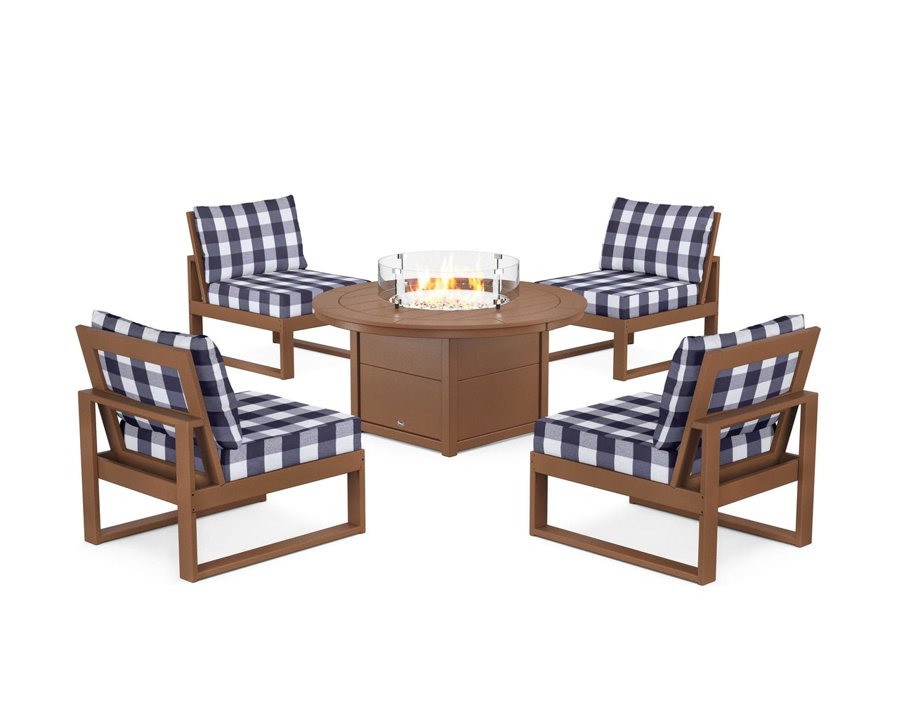 Trex Eastport Modular 5-Piece Deep Seating Set with Round Fire Pit Table