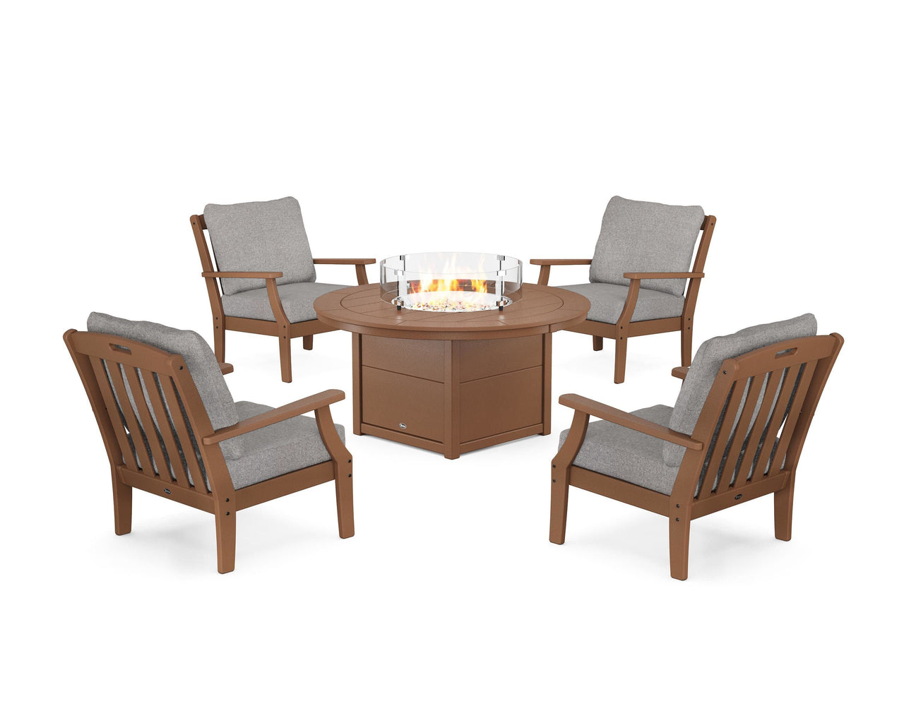 Trex Yacht Club 5-Piece Deep Seating Set with Round Fire Pit Table