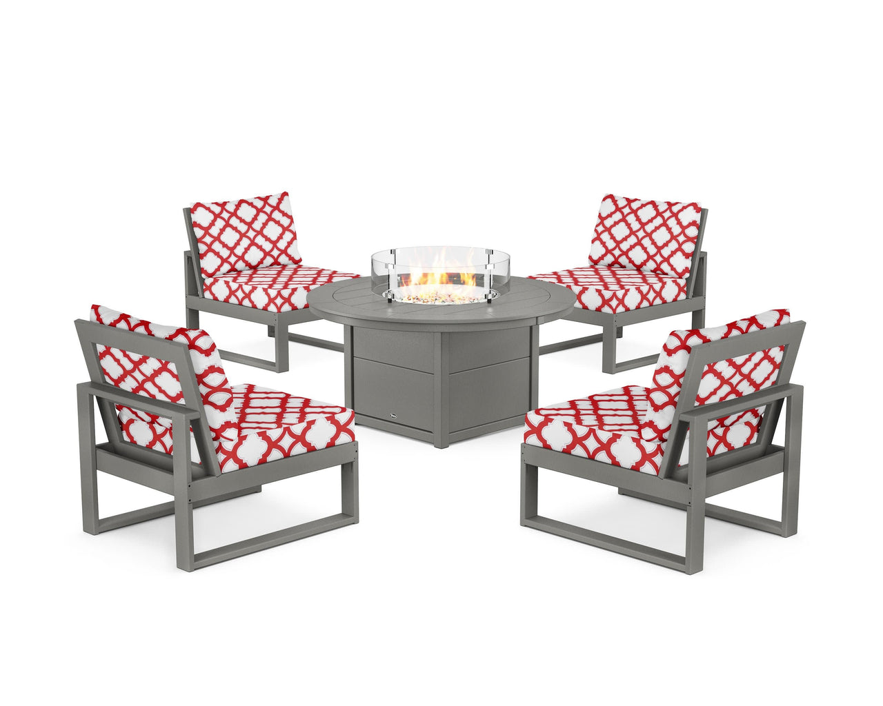 Trex Eastport Modular 5-Piece Deep Seating Set with Round Fire Pit Table