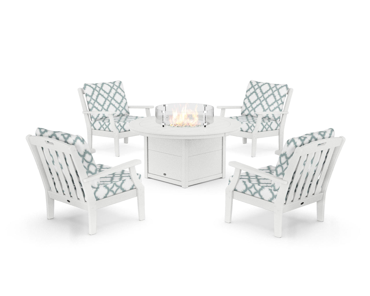 Trex Yacht Club 5-Piece Deep Seating Set with Round Fire Pit Table