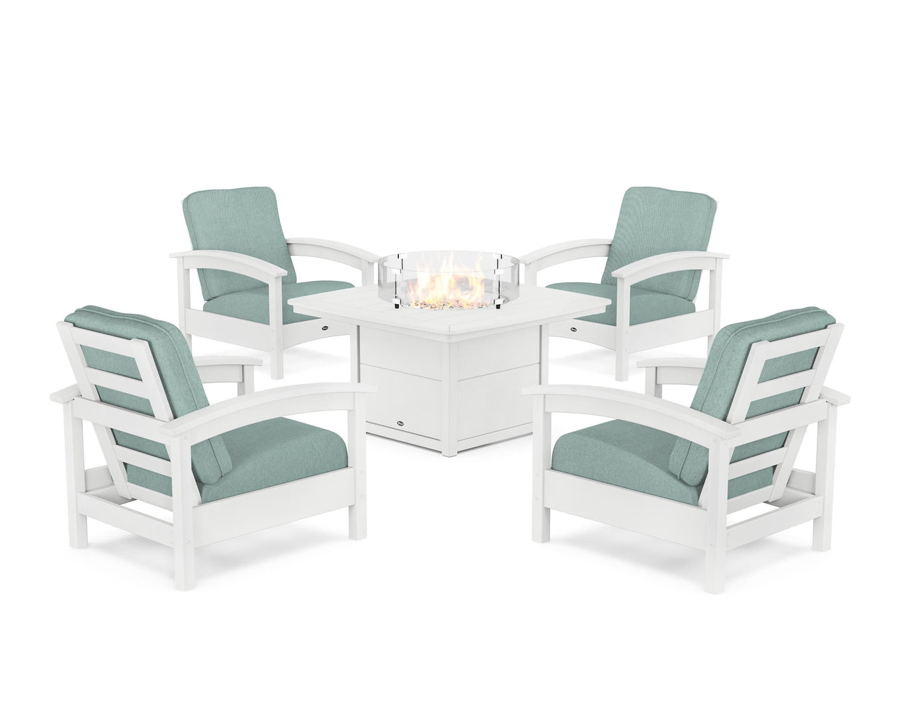 Trex Rockport 5-Piece Deep Seating Set with Yacht Club Fire Pit Table