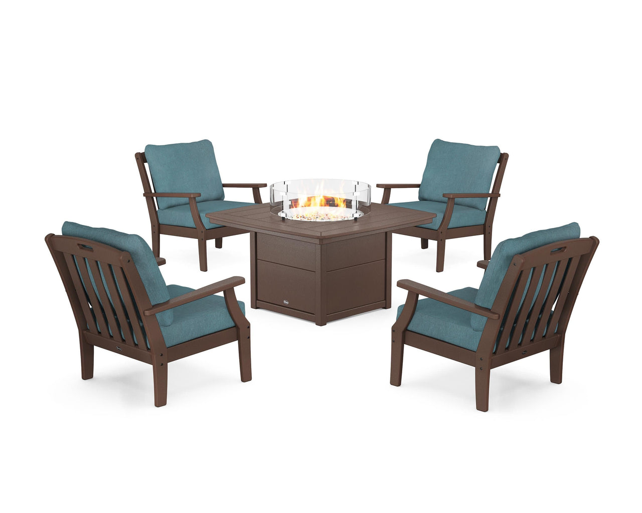 Trex Yacht Club 5-Piece Deep Seating Set with Fire Pit Table