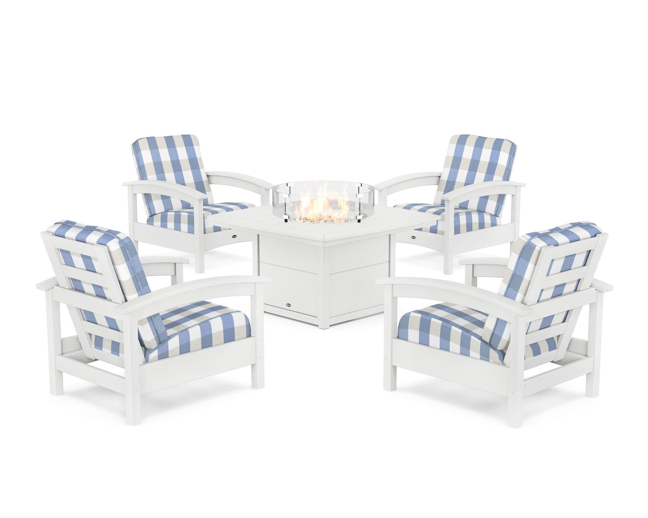 Trex Rockport 5-Piece Deep Seating Set with Yacht Club Fire Pit Table