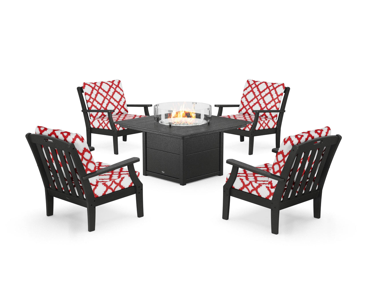 Trex Yacht Club 5-Piece Deep Seating Set with Square Fire Pit Table