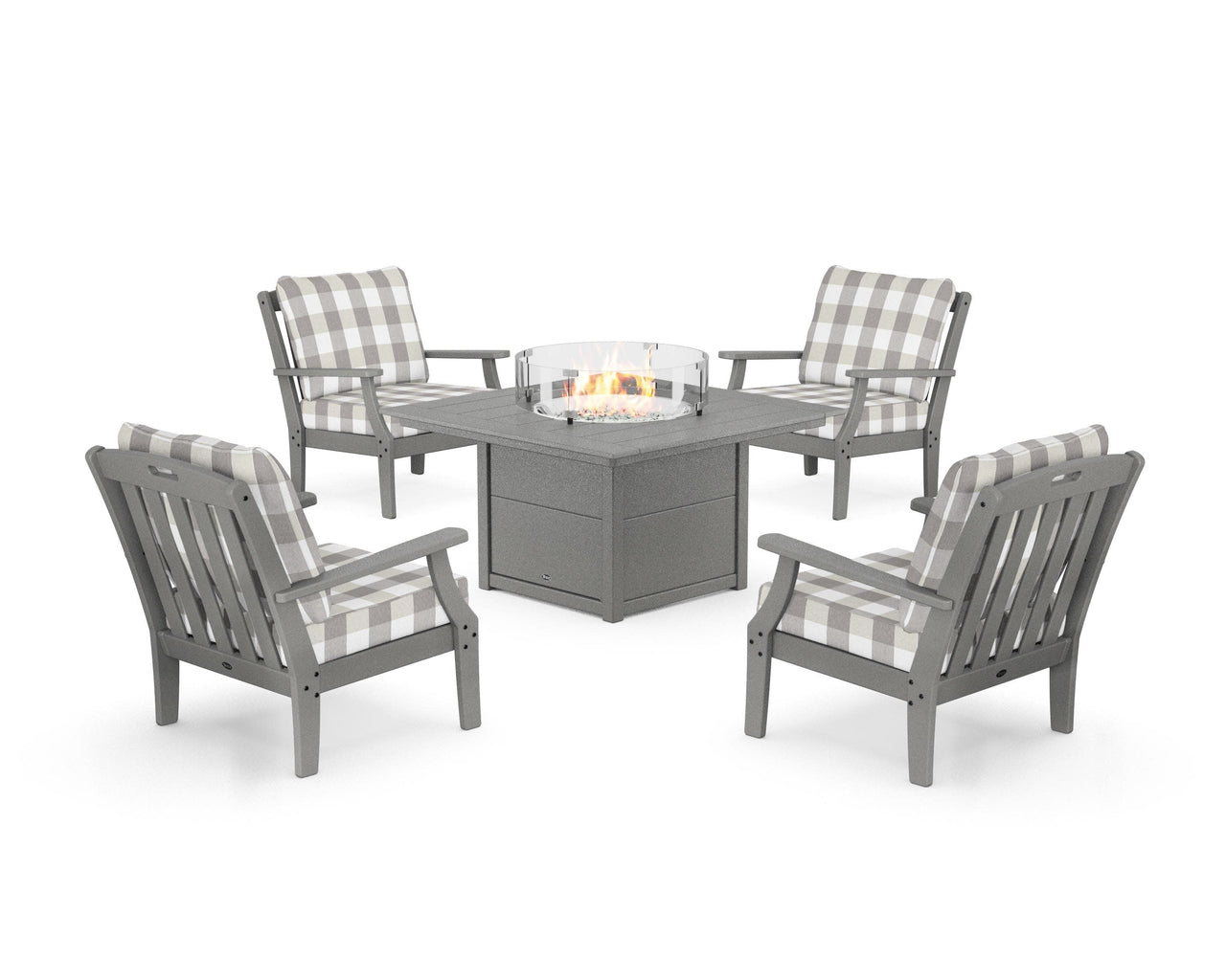 Trex Yacht Club 5-Piece Deep Seating Set with Square Fire Pit Table