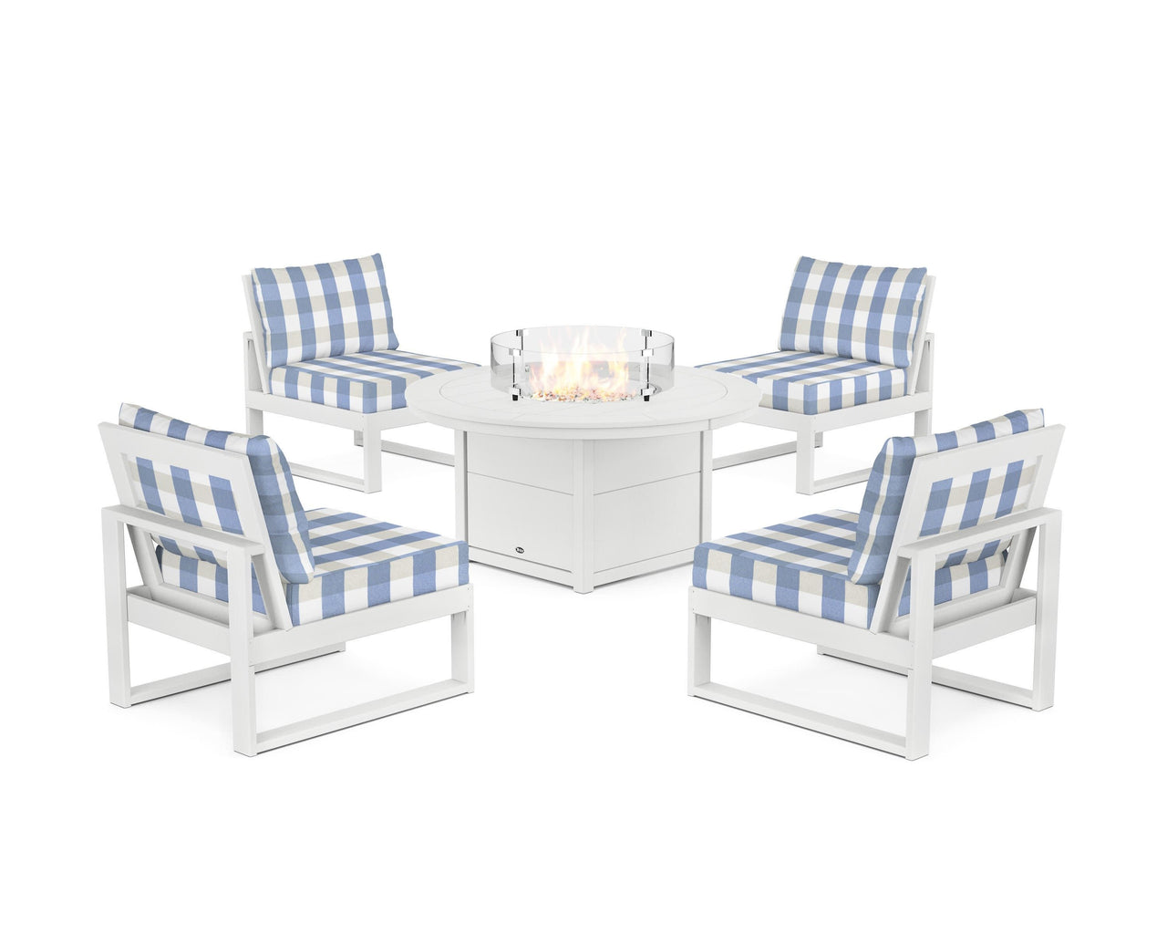 Trex Eastport Modular 5-Piece Deep Seating Set with Round Fire Pit Table