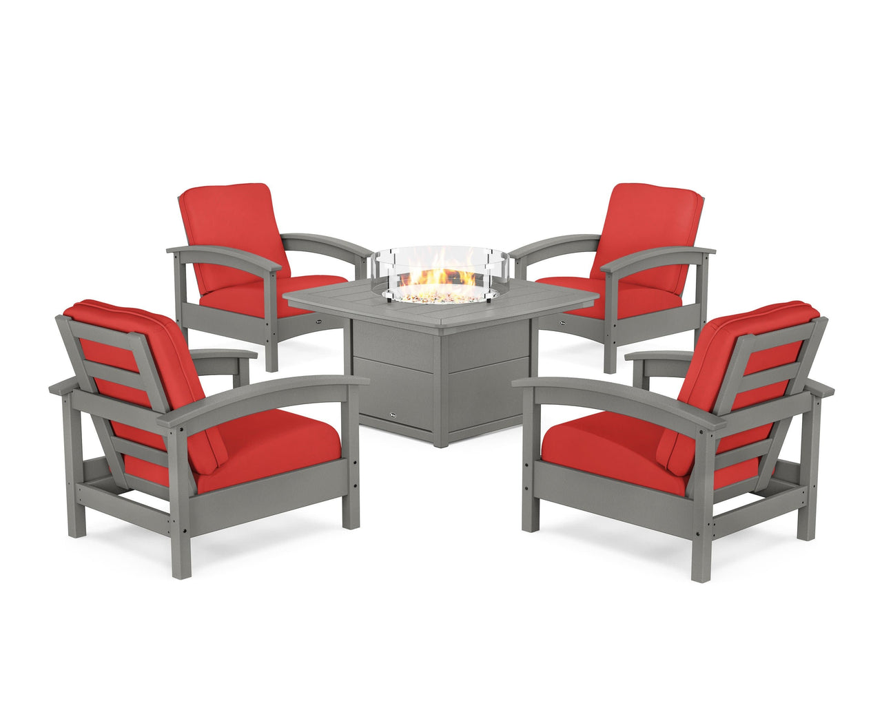Trex Rockport 5-Piece Deep Seating Set with Yacht Club Fire Pit Table