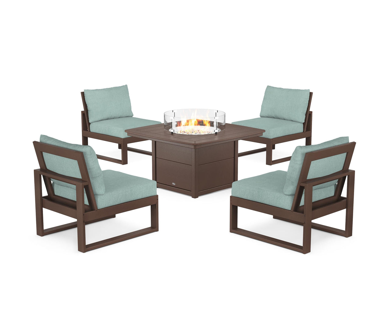 Trex Eastport Modular 5-Piece Deep Seating Set with Yacht Club Fire Pit Table