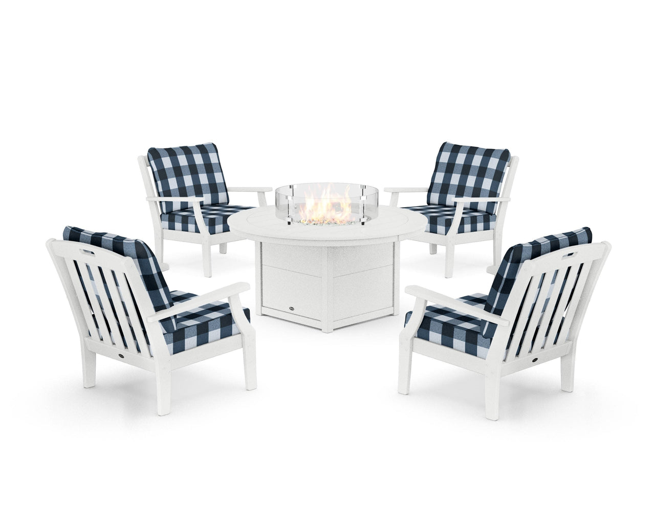 Trex Yacht Club 5-Piece Deep Seating Set with Round Fire Pit Table