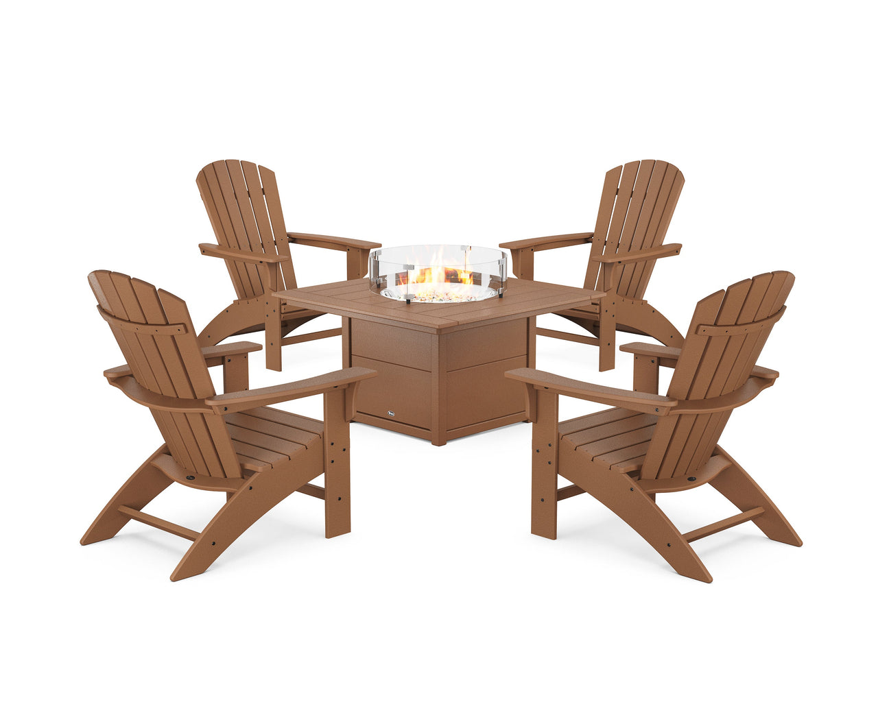 Trex Yacht Club Adirondack 5-Piece Set with Square Fire Pit Table