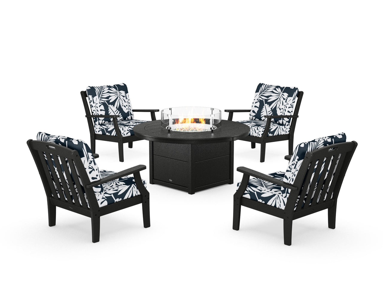 Trex Yacht Club 5-Piece Deep Seating Set with Round Fire Pit Table