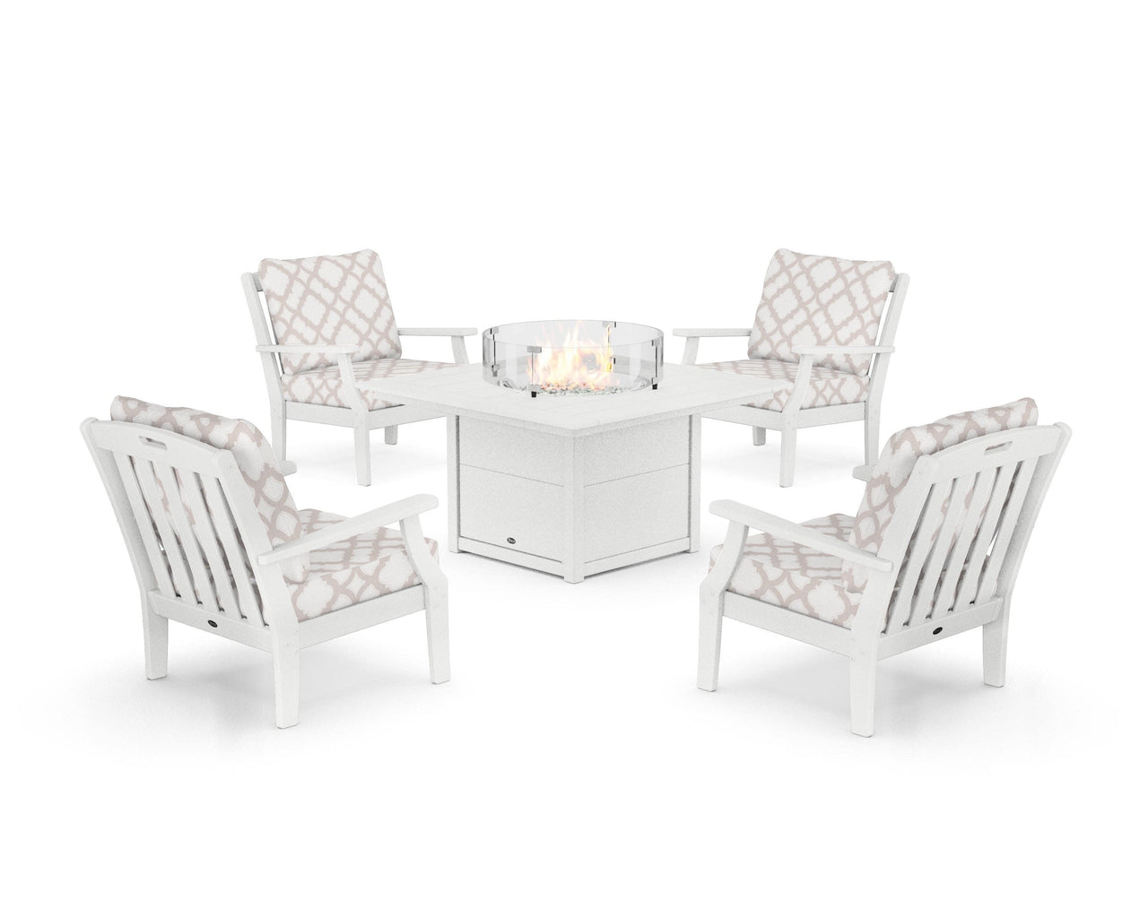 Trex Yacht Club 5-Piece Deep Seating Set with Square Fire Pit Table
