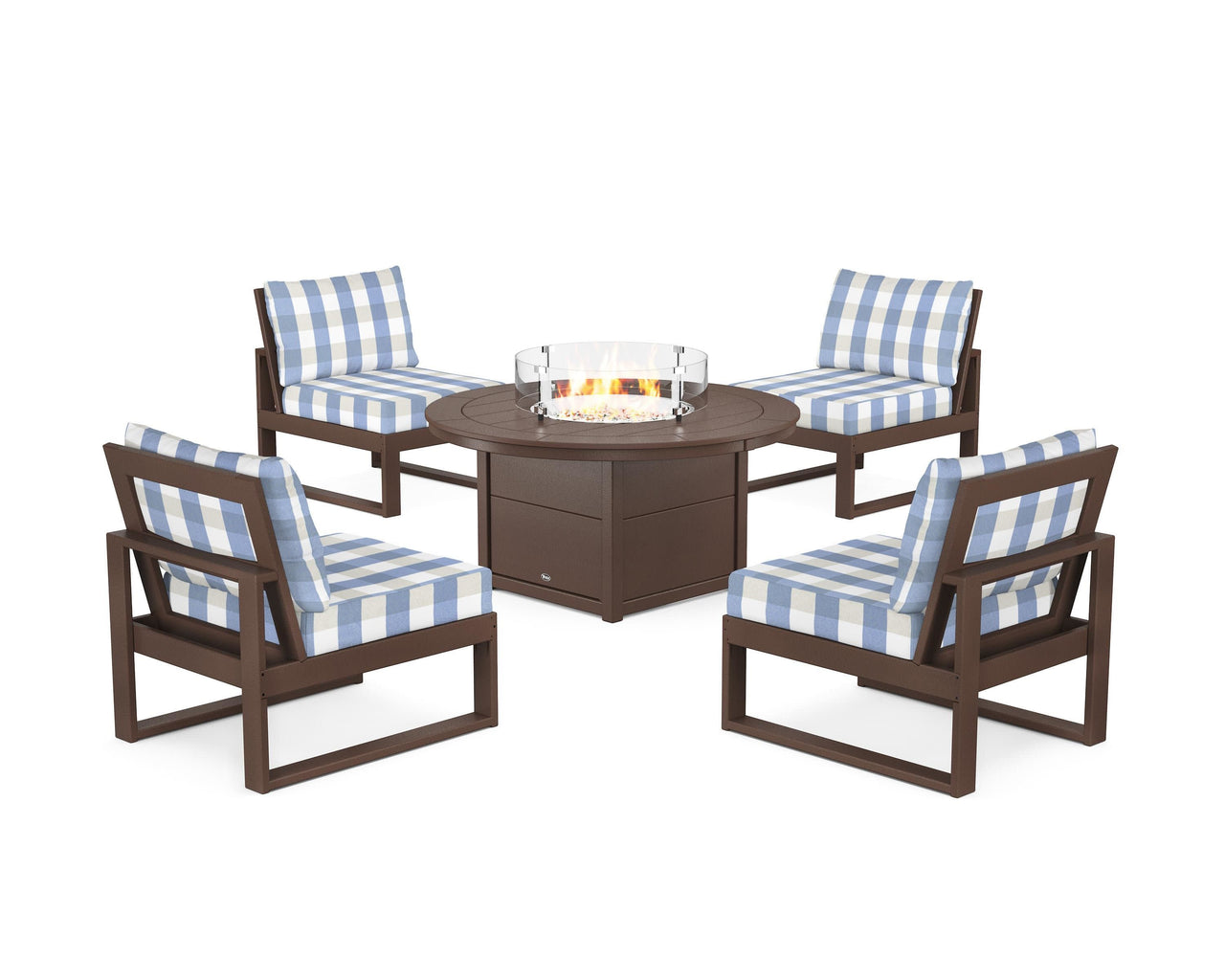 Trex Eastport Modular 5-Piece Deep Seating Set with Round Fire Pit Table