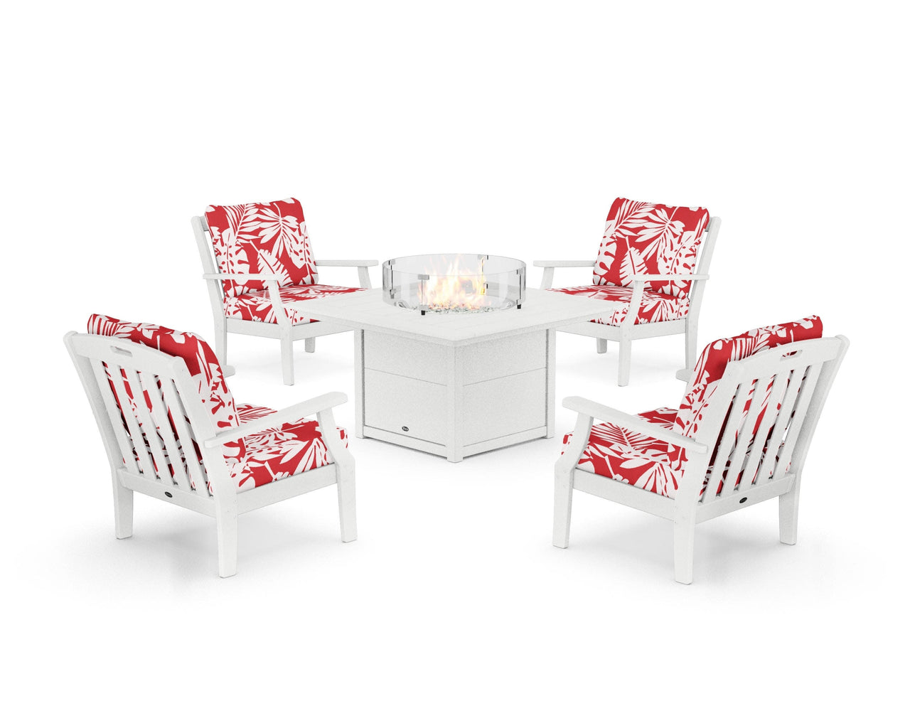 Trex Yacht Club 5-Piece Deep Seating Set with Square Fire Pit Table