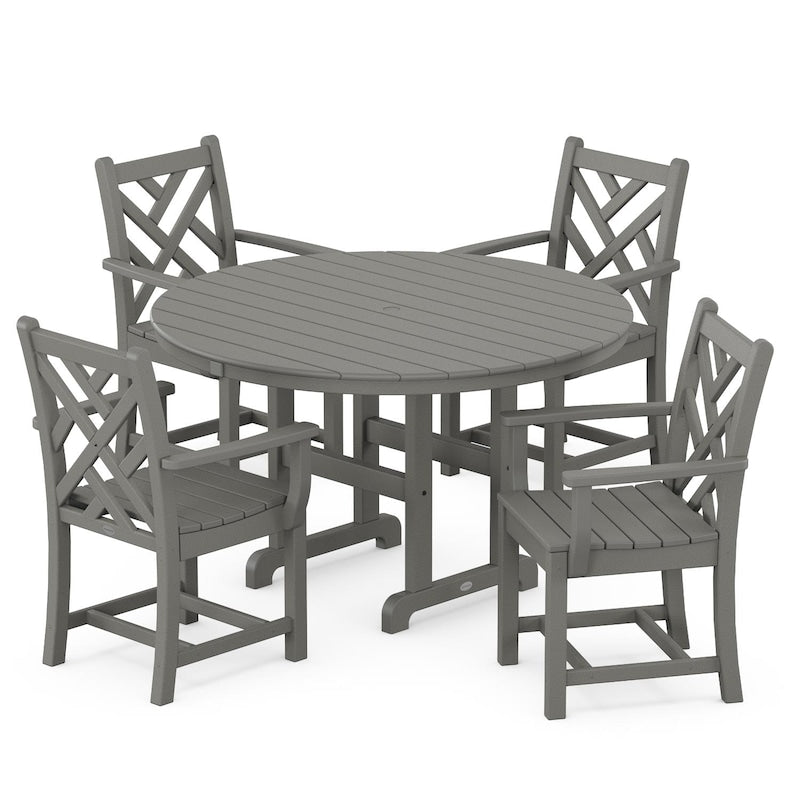 POLYWOOD Chippendale 5 Piece Round Arm Chair Dining Set