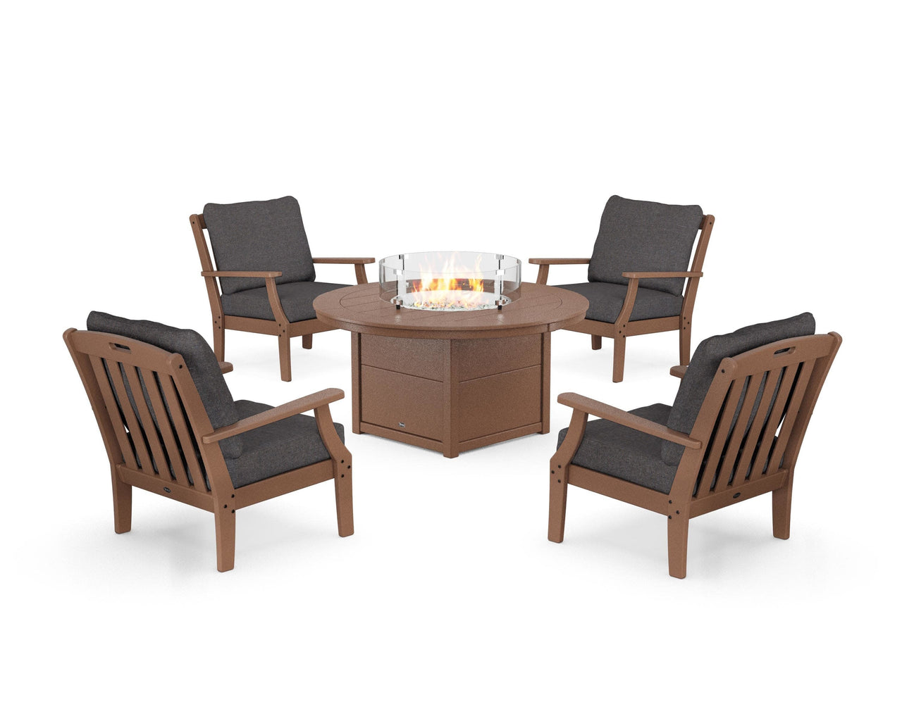 Trex Yacht Club 5-Piece Deep Seating Set with Round Fire Pit Table