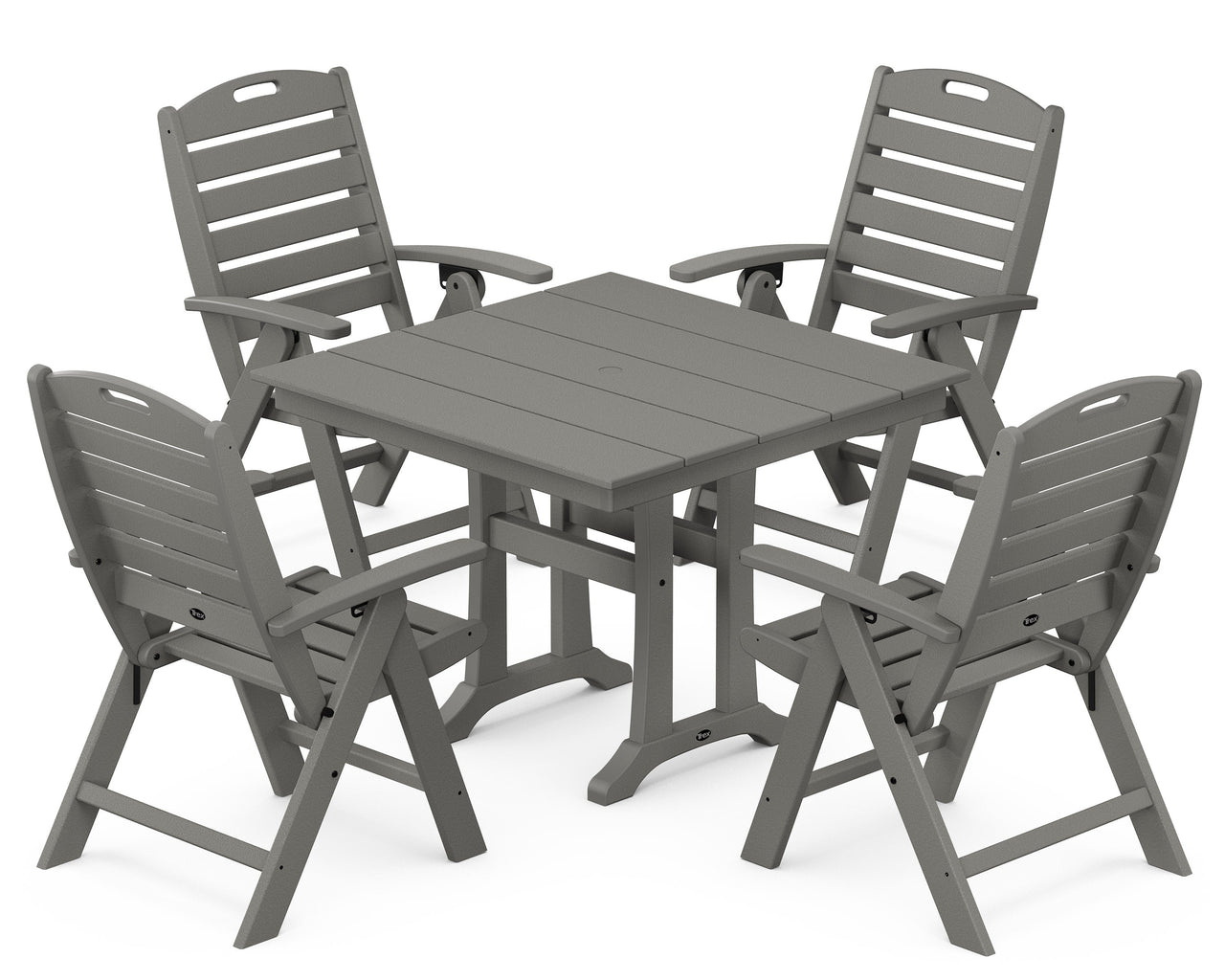 Trex Yacht Club Highback 5-Piece Farmhouse Trestle Dining Set