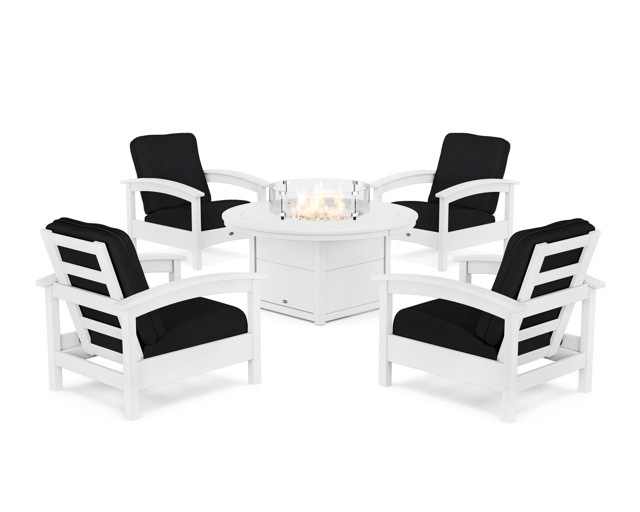Trex Rockport 5-Piece Deep Seating Set with Round Fire Pit Table