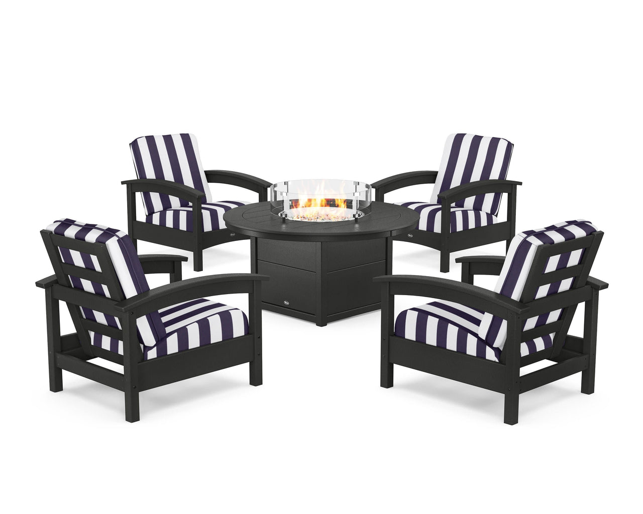 Trex Rockport 5-Piece Deep Seating Set with Round Fire Pit Table