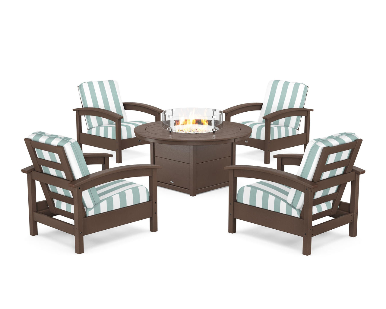 Trex Rockport 5-Piece Deep Seating Set with Round Fire Pit Table