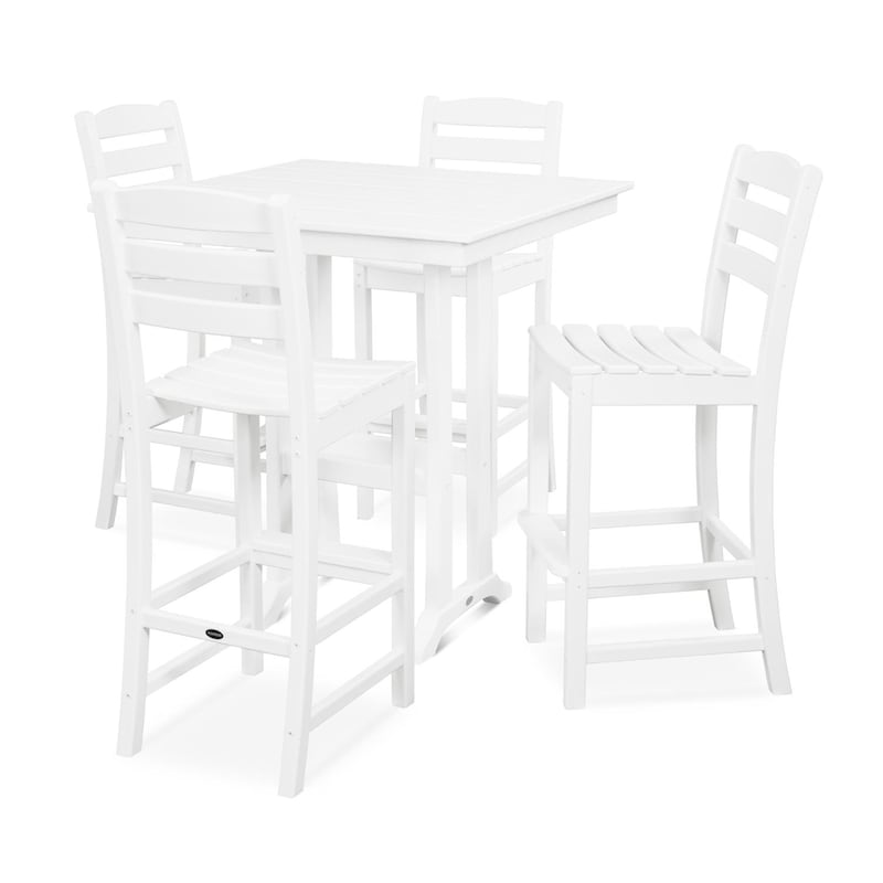 POLYWOOD La Casa Cafe 5 Piece Farmhouse Trestle Bar Set
