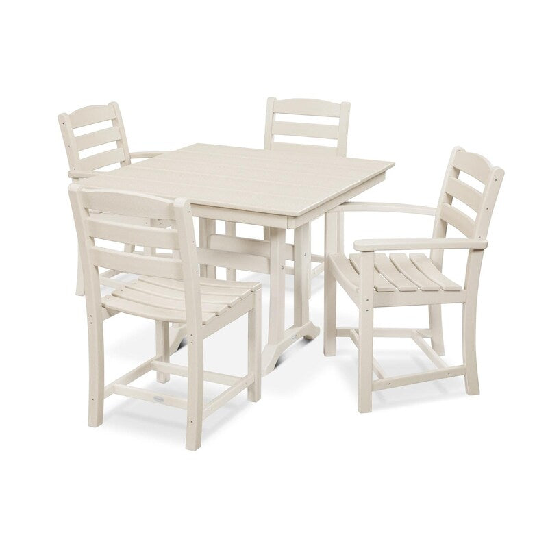 POLYWOOD La Casa Cafe 5 Piece Farmhouse Dining Set W Trestle Legs