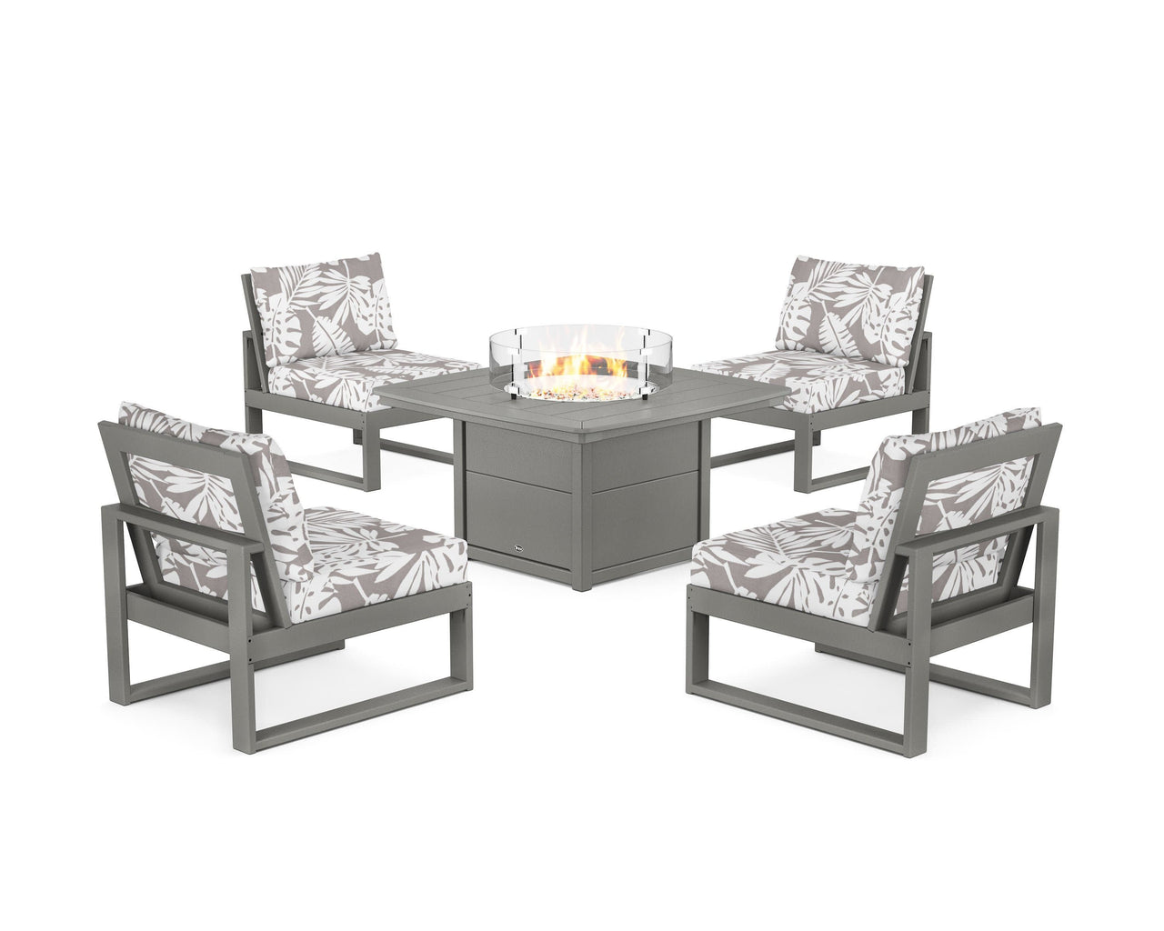 Trex Eastport Modular 5-Piece Deep Seating Set with Yacht Club Fire Pit Table