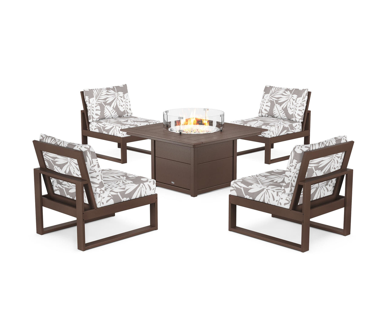 Trex Eastport Modular 5-Piece Deep Seating Set with Square Fire Pit Table