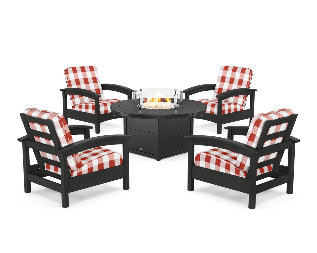 Trex Rockport 5-Piece Deep Seating Set with Round Fire Pit Table