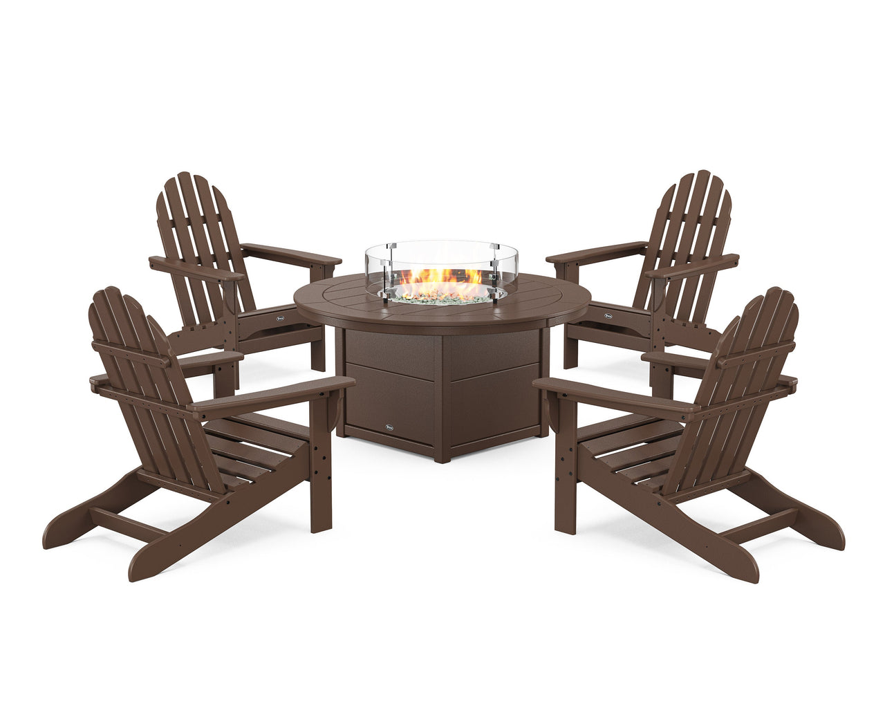 Trex Cape Cod Adirondack 5-Piece Set with Round Fire Pit Table