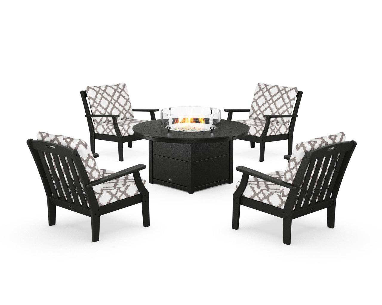 Trex Yacht Club 5-Piece Deep Seating Set with Round Fire Pit Table