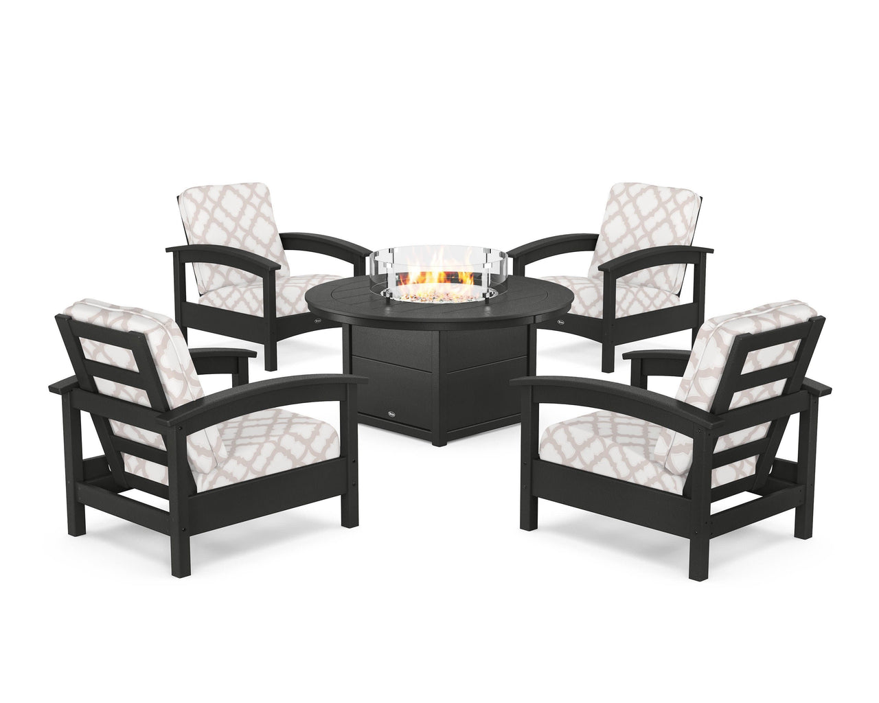 Trex Rockport 5-Piece Deep Seating Set with Round Fire Pit Table