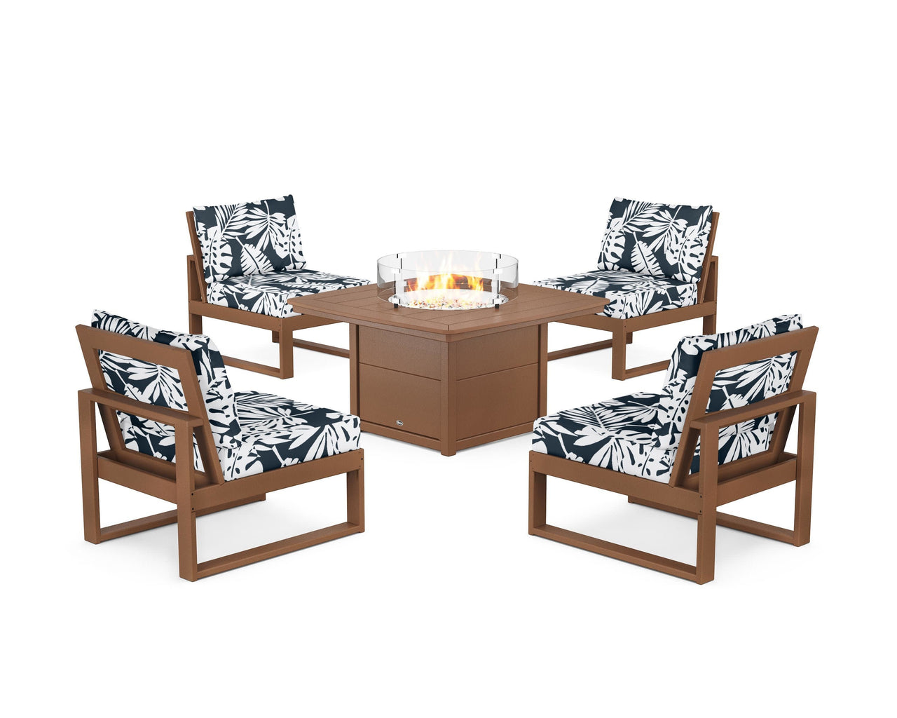 Trex Eastport Modular 5-Piece Deep Seating Set with Yacht Club Fire Pit Table