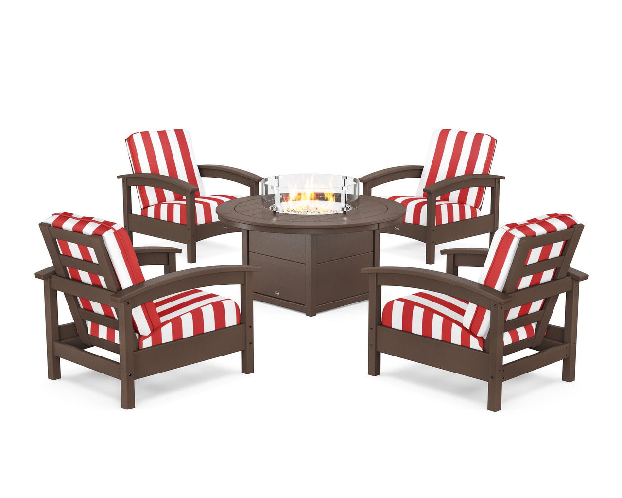 Trex Rockport 5-Piece Deep Seating Set with Round Fire Pit Table