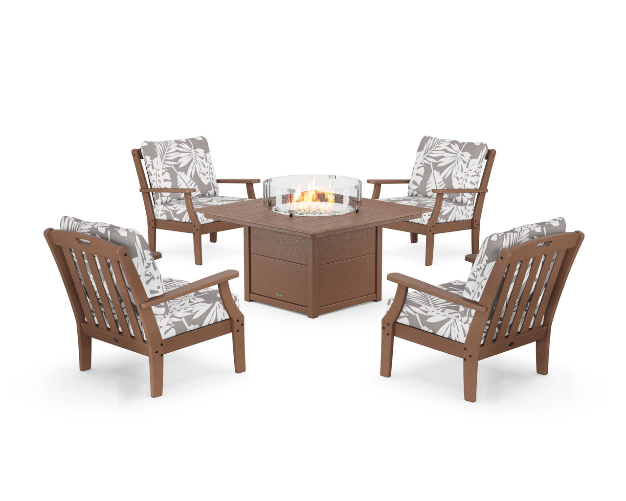 Trex Yacht Club 5-Piece Deep Seating Set with Square Fire Pit Table