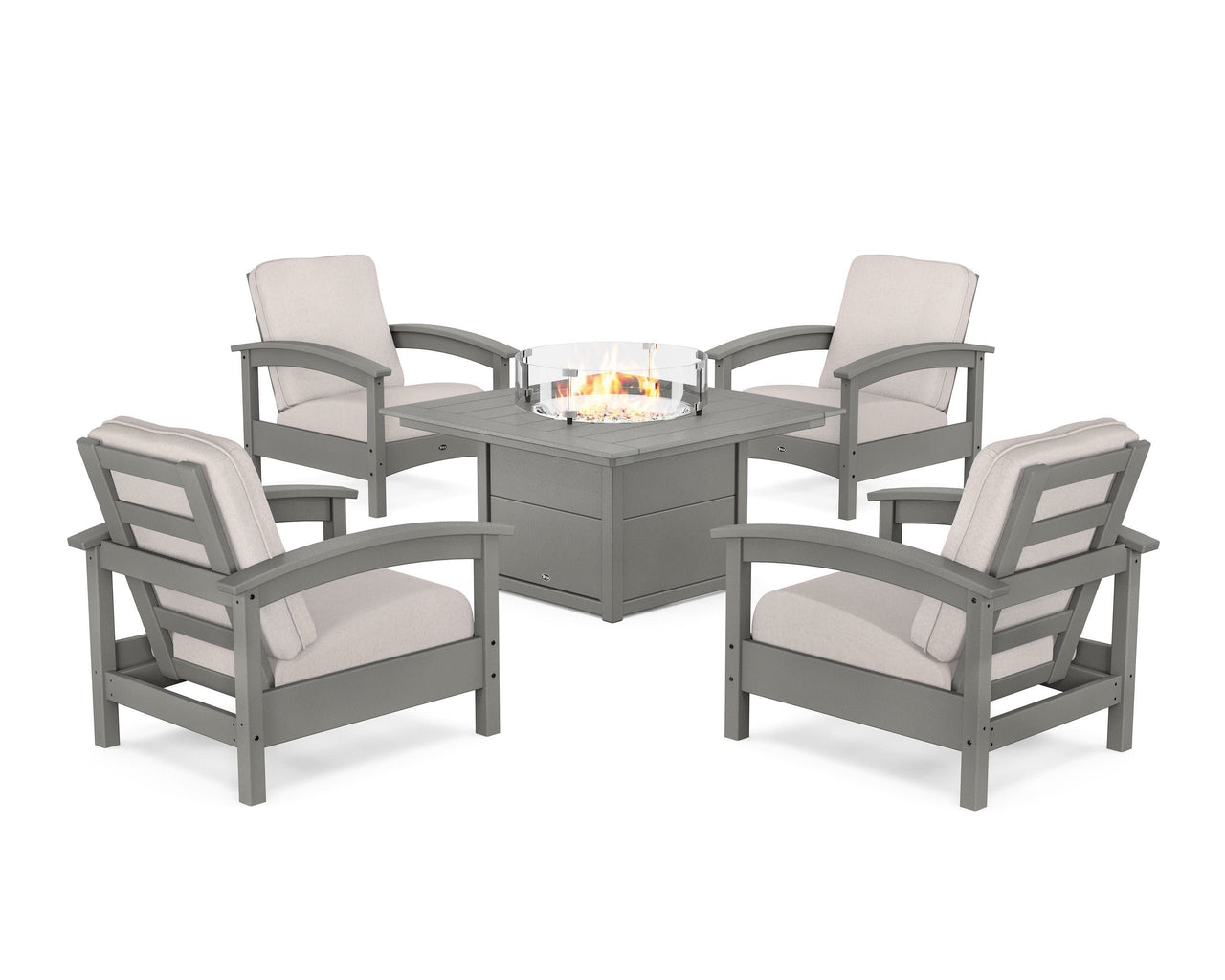 Trex Rockport 5-Piece Deep Seating Set with Square Fire Pit Table