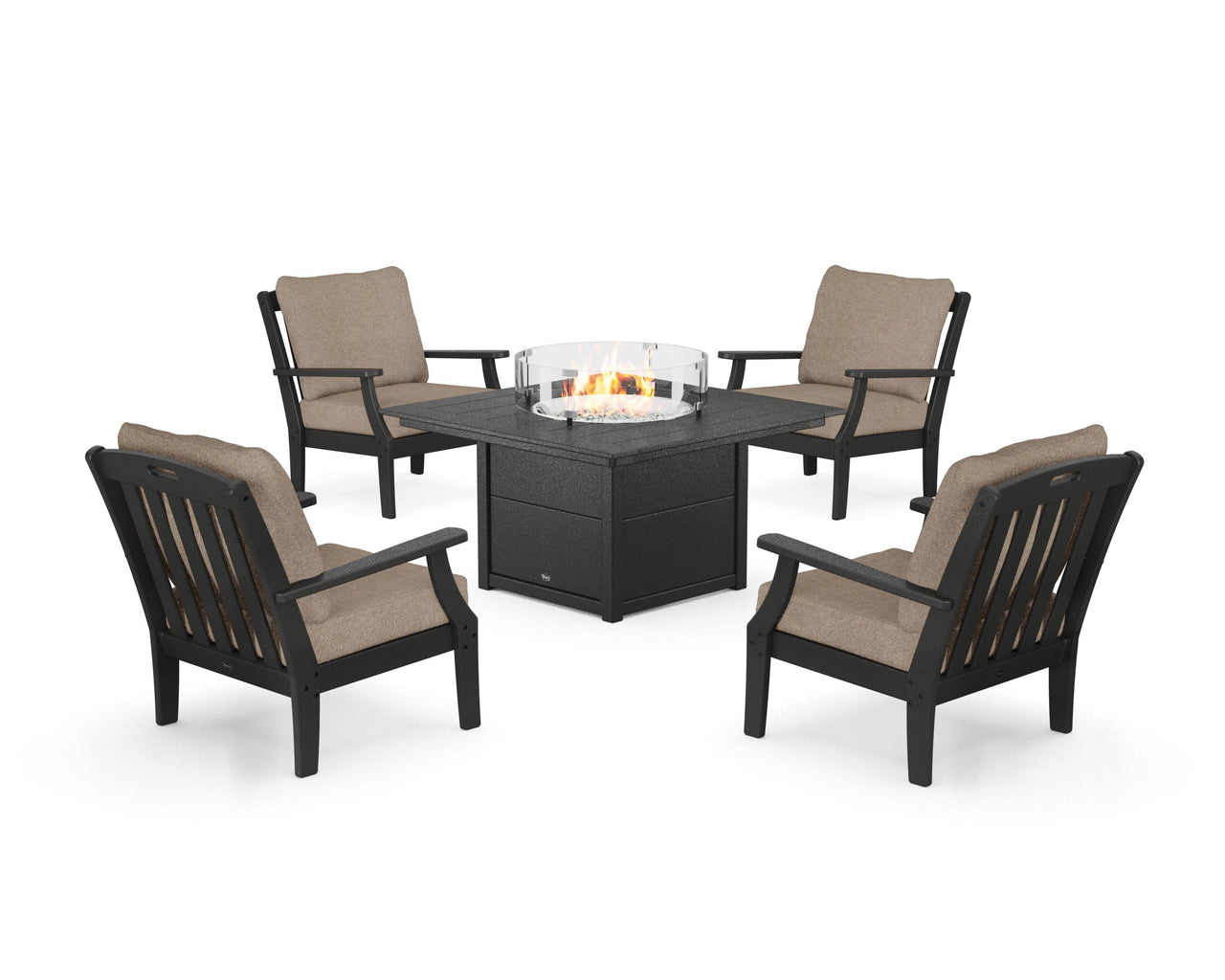 Trex Yacht Club 5-Piece Deep Seating Set with Square Fire Pit Table