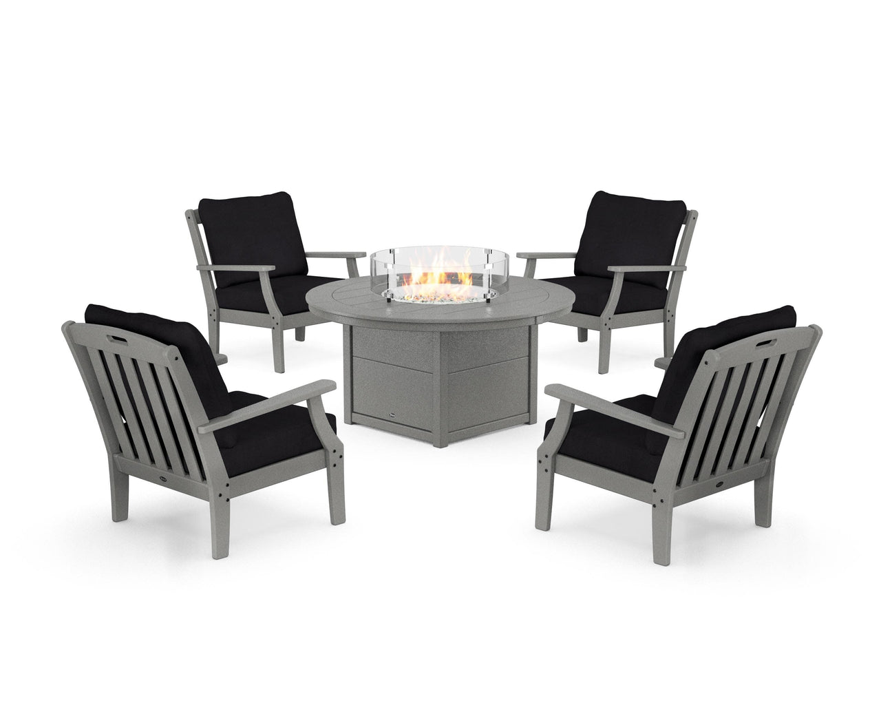 Trex Yacht Club 5-Piece Deep Seating Set with Round Fire Pit Table