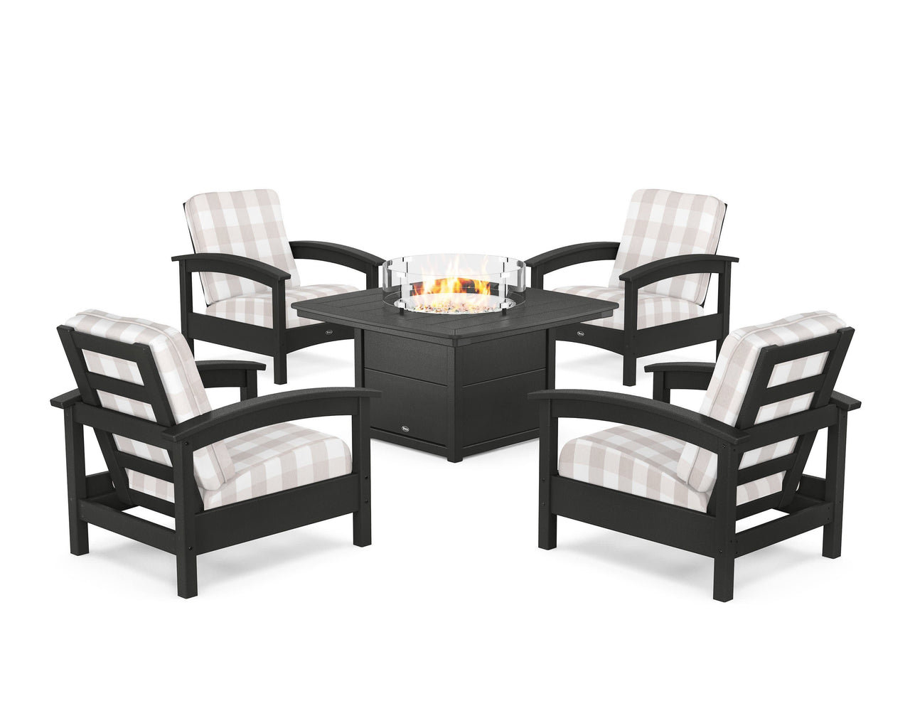 Trex Rockport 5-Piece Deep Seating Set with Yacht Club Fire Pit Table