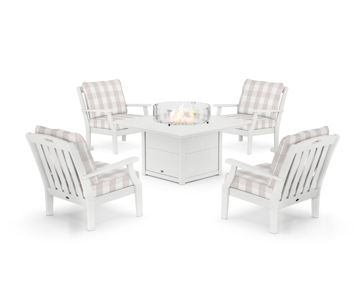Trex Yacht Club 5-Piece Deep Seating Set with Square Fire Pit Table