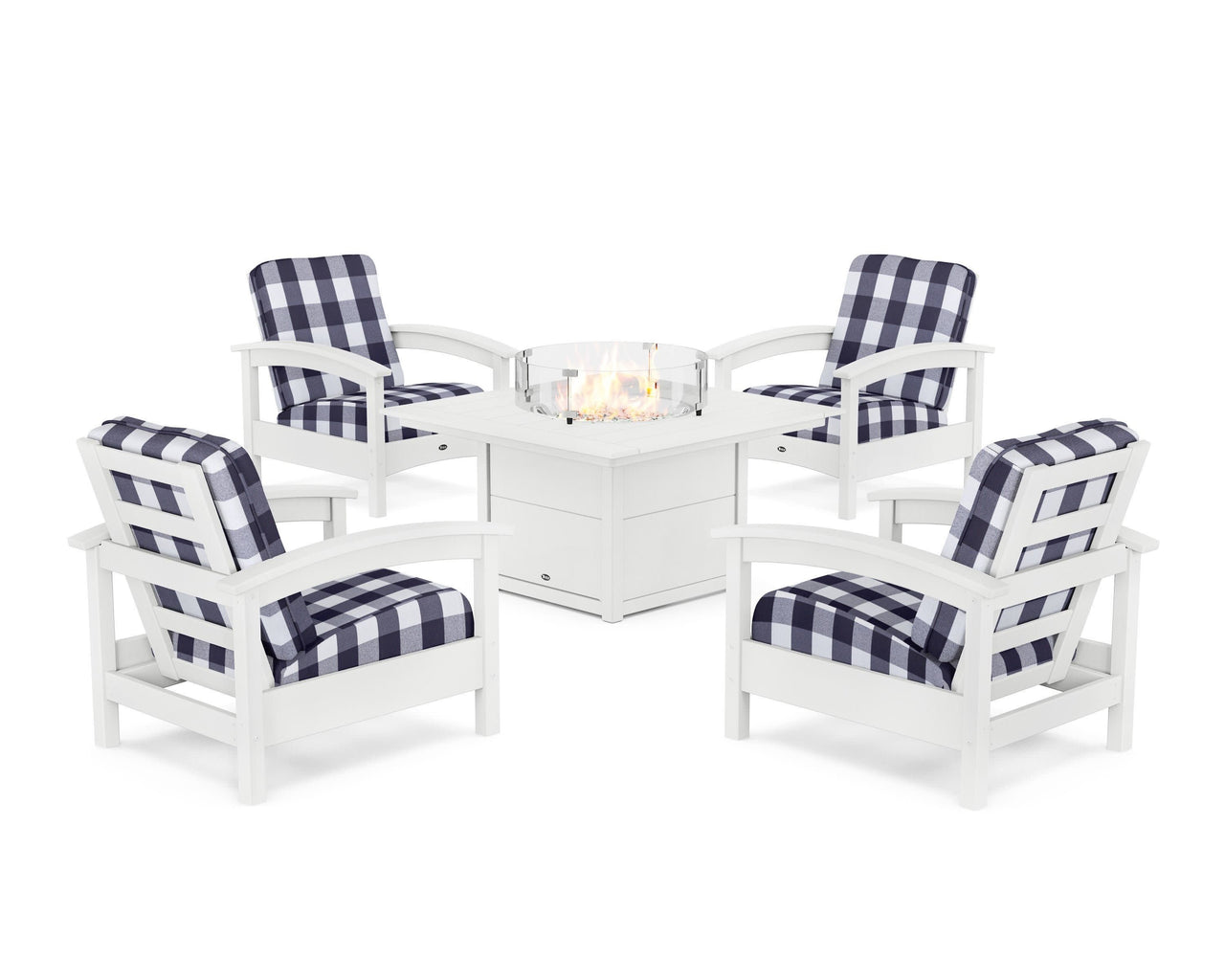 Trex Rockport 5-Piece Deep Seating Set with Square Fire Pit Table