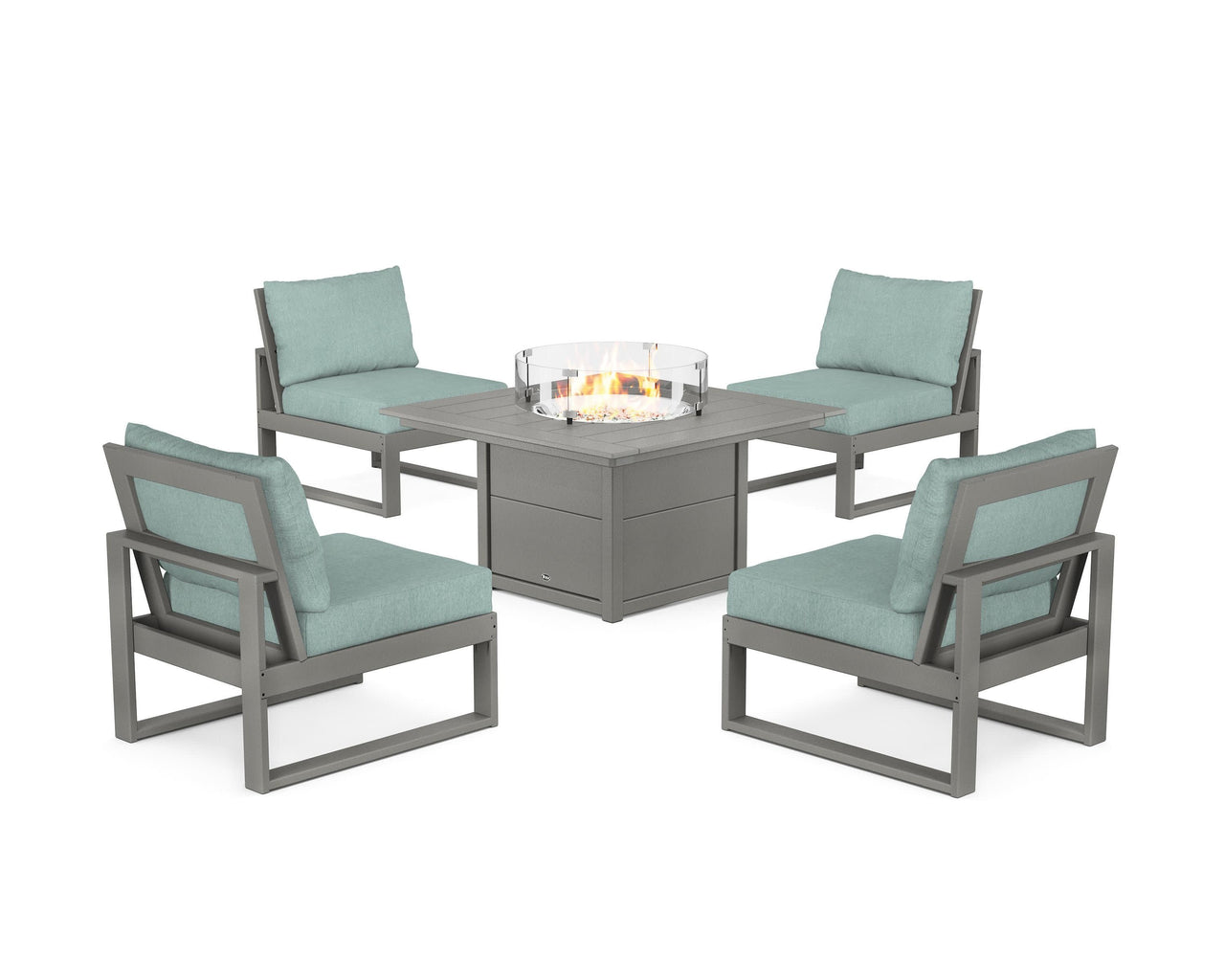 Trex Eastport Modular 5-Piece Deep Seating Set with Square Fire Pit Table
