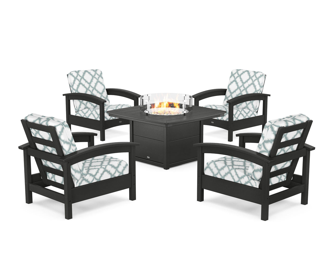 Trex Rockport 5-Piece Deep Seating Set with Yacht Club Fire Pit Table