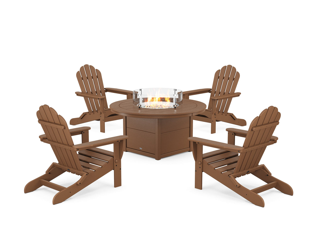 Trex 5-Piece Monterey Bay Folding Adirondack Conversation Set with Fire Pit Table