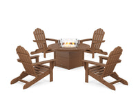 Thumbnail for Trex 5-Piece Monterey Bay Folding Adirondack Conversation Set with Fire Pit Table