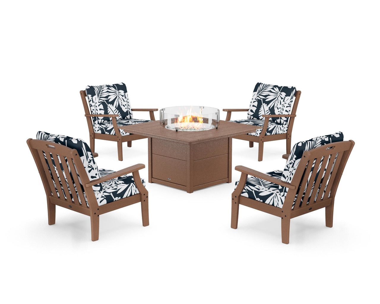 Trex Yacht Club 5-Piece Deep Seating Set with Square Fire Pit Table